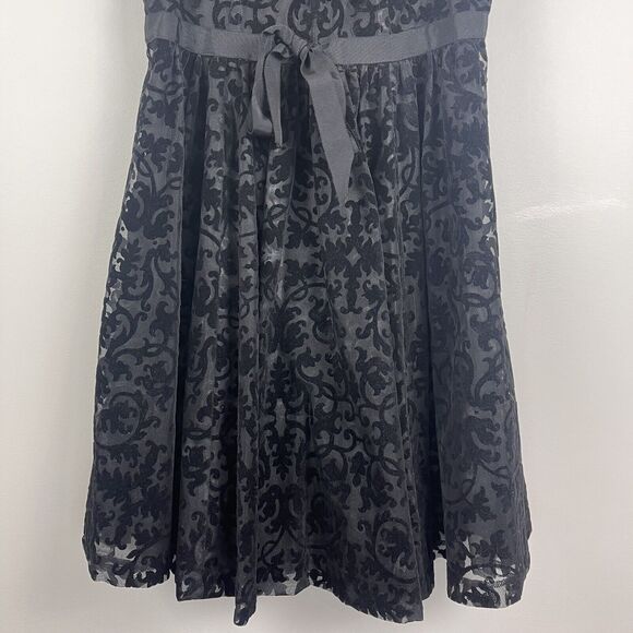 Plenty by Tracy Reese Dress Sz 6 Black Damask Burnt Velvet Whimsigoth Witchy - Picture 5 of 15